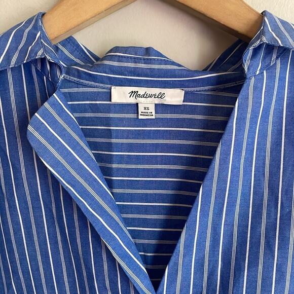 MADEWELL Courier Stripe Button Back Shirt In Midnight Sea - Picture 7 of 13